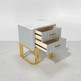 Gello Side Table in 2 Drawers in SS Frame