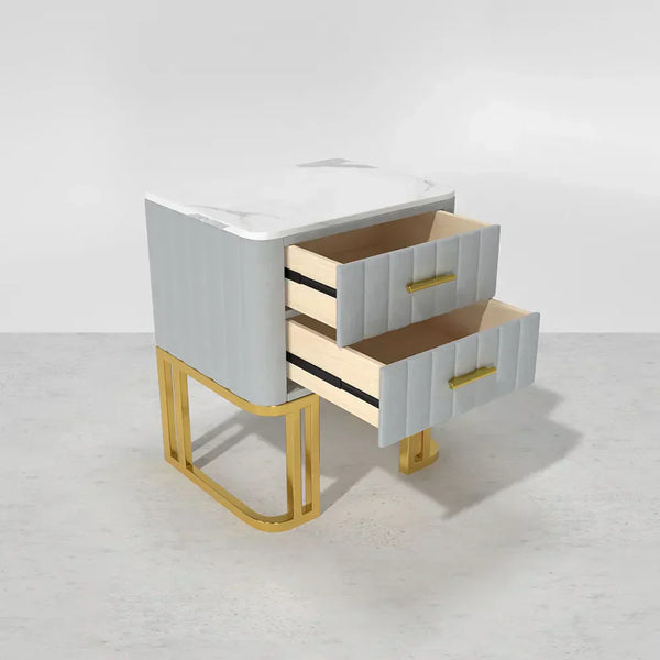 Gello Side Table in 2 Drawers in SS Frame.