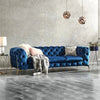 Ronaldo Chesterfield Sofa Set In Suede Blue