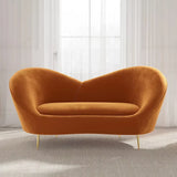 Hana Luxury Modern Velvet Upholstered Curved Sofa 2 Seater