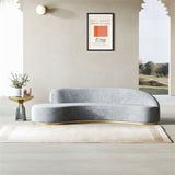 Pacific Luxury Modern Velvet Upholstered Curved Sofa Grey