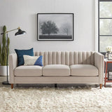 Boombox Luxury Straight Line Sofa Set in Suede Beige
