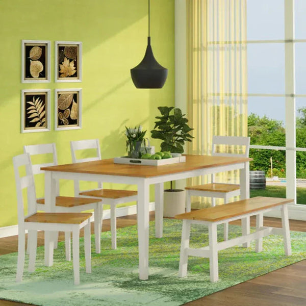 Smarty 6 Seater Dining Table in White Color - Luxe Maple