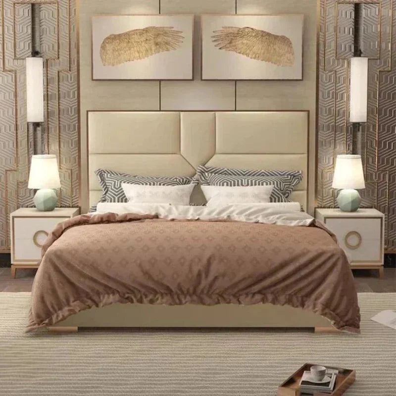 American Luxury Upholstered Bed in Suede King Pro