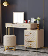 Oscar Dressing Table With Ottoman In Stainless Steel - Gold Beige