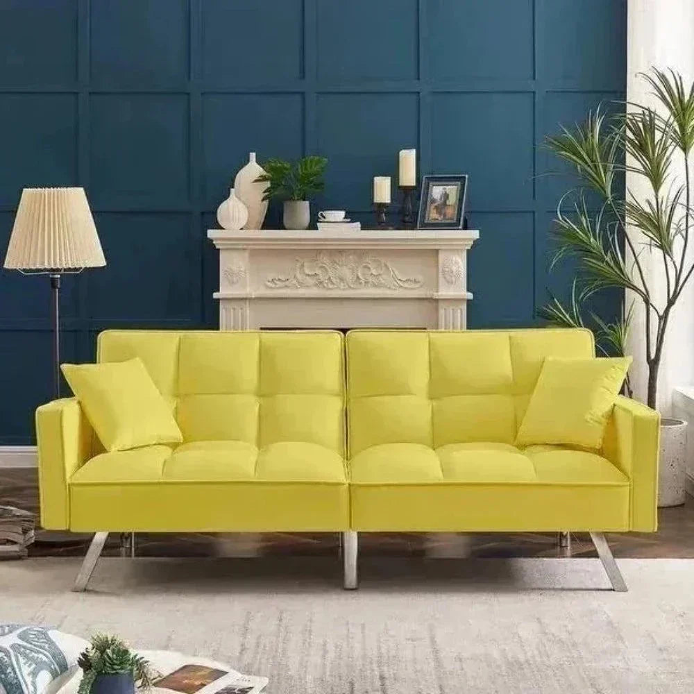 Blockbox Modern Suede Sofa Sets Yellow