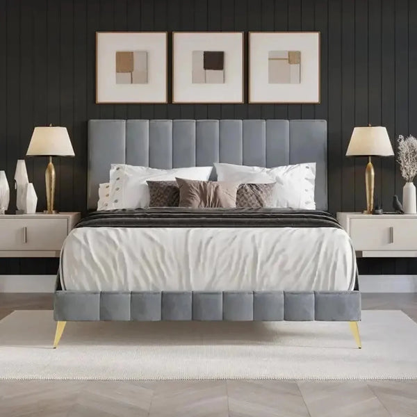 Bravo Luxury Upholstered Bed Without Storage in Suede.