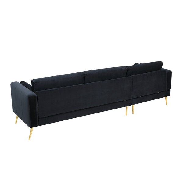 Volly One Couch Mid-century Sectional Sofa in Black - Luxe Maple