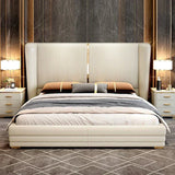 Vitara Luxury Upholstered Bed in Leatherette Beige