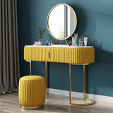 Nexa Dressing Table With Ottoman In Stainless Steel - Gold Yellow
