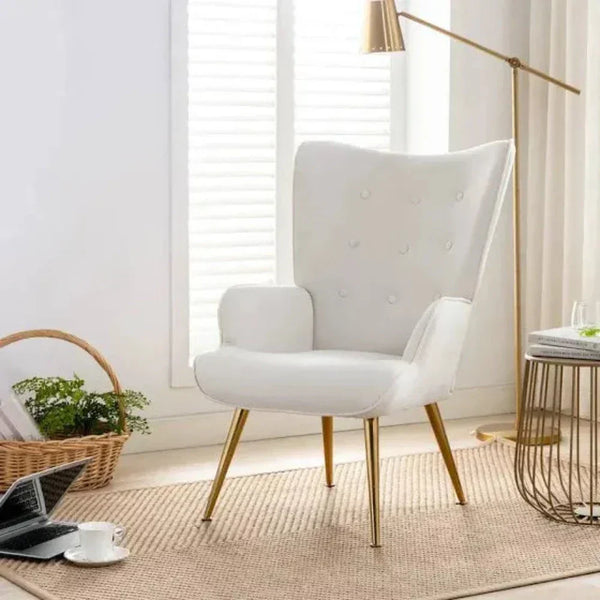 Kitty Button-Tufted Wingback Chair - Luxe Maple