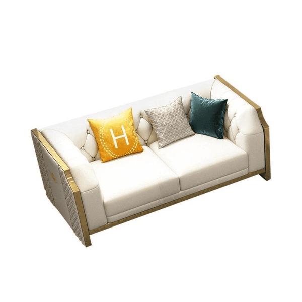 Bentley Luxury Chesterfield Sofa Set In Off White - Luxe Maple