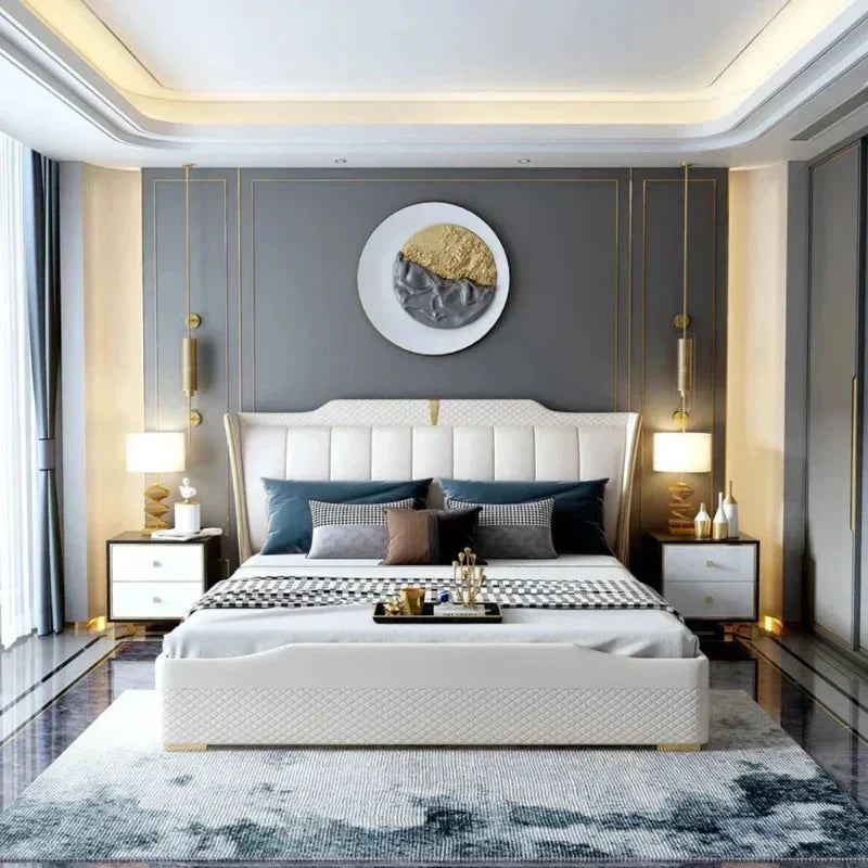 Superb Luxury Upholstered Bed In Leatherette King Pro