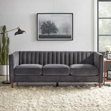 Boombox Luxury Straight Line Sofa Set in Suede Grey