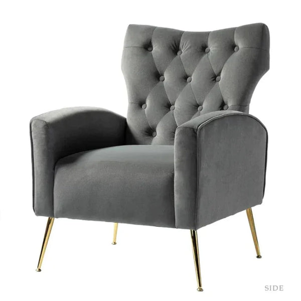 Jacky Chesterfield Chair in Suede - Luxe Maple