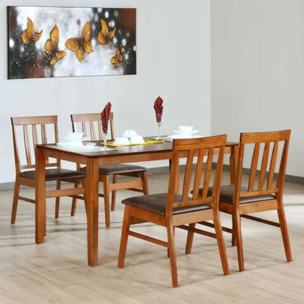 Jackie 4 Seater Dining Table in Honey Teak Color - Luxe Maple