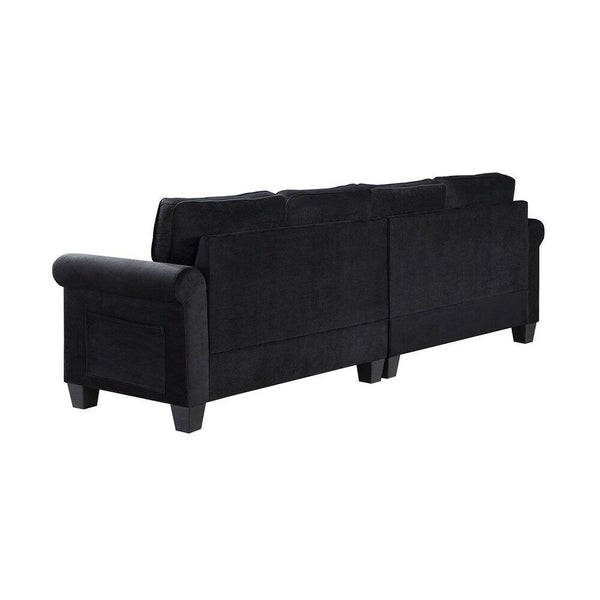 Delray Suede Sectional Sofa in Black - Luxe Maple