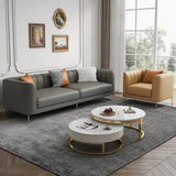 Flex Luxury Straight Line Sofa Set in Leatherette Dark Grey