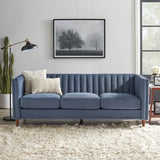 Boombox Luxury Straight Line Sofa Set in Suede Blue