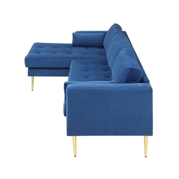 Volly High Back Couch Mid-century Suede SS Legs Chaise Sofa - Luxe Maple