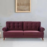 Mosco Straight Line Sofa Set In Suede Wine