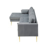 Volly High Back Couch Mid-century Suede SS Legs Chaise Sofa - Luxe Maple