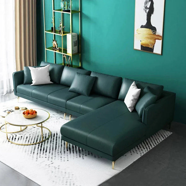 Pluto Luxury Modern Leatherette Sofa Set in Green - Luxe Maple