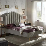 Classic Uniline Luxury Upholstered Bed Without Storage in Suede King Pro