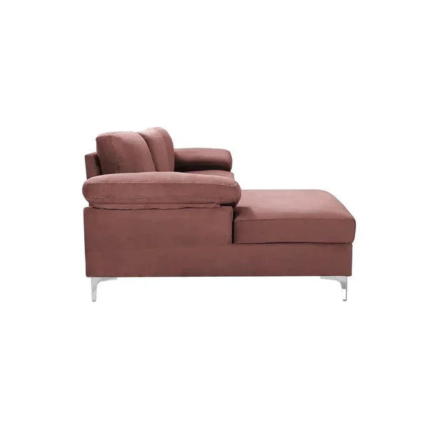 Inox Modern Suede Sectional Sofa - Luxe Maple