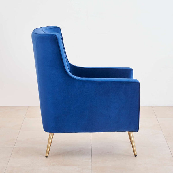 Tiktok Button-Tufted Wingback Chair In Blue - Luxe Maple