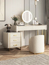 Pacific Dressing Table With Ottoman In Stainless Steel - Gold - Luxe Maple