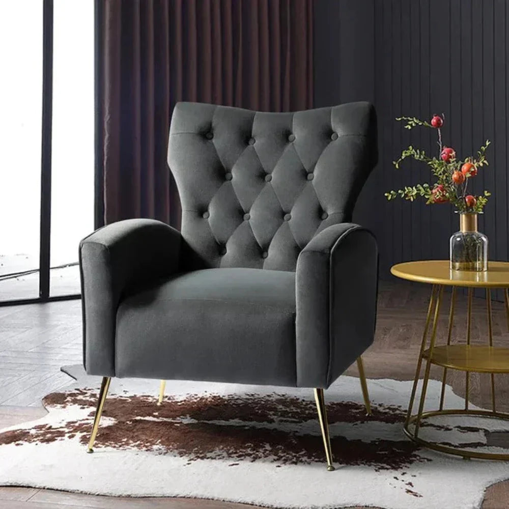 Jacky Chesterfield Chair in Suede Grey