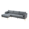 Volly High Back Couch Mid-century Suede SS Legs Chaise Sofa - Luxe Maple