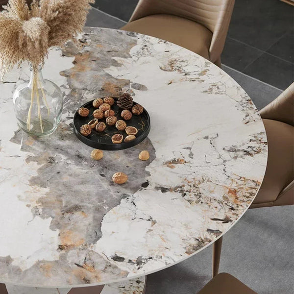 Pop-star Luxury 4 Seater Round Dining Table in Beige - Luxe Maple