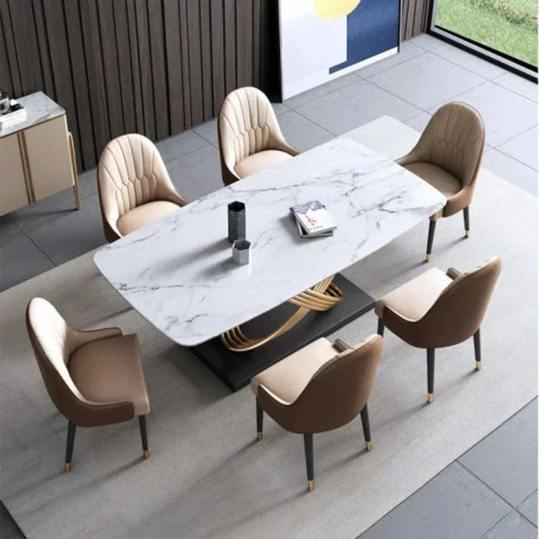 Inox Luxury 6 Seaterk Dining Table in Brown - Luxe Maple