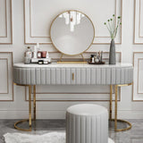 Nexa Dressing Table With Ottoman In Stainless Steel - Gold Grey