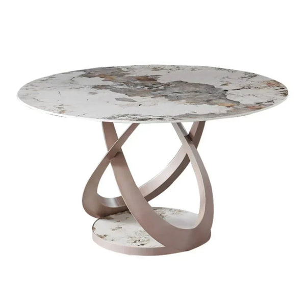 Pop-star Luxury 4 Seater Round Dining Table in Beige - Luxe Maple