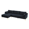 Volly One Couch Mid-century Sectional Sofa in Black - Luxe Maple