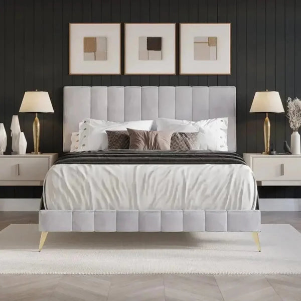 Bravo Luxury Upholstered Bed Without Storage in Suede.