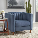 Uniline Pro Luxury Mid-Century Sofa In Suede 1 Seater Blue