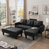 Practo Modern Suede Sofa Set in Suede With Setty Black