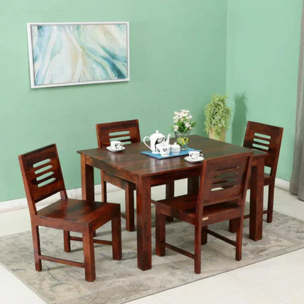 Hazelnut 4 Seater Dining Table in Honey Teak Color - Luxe Maple