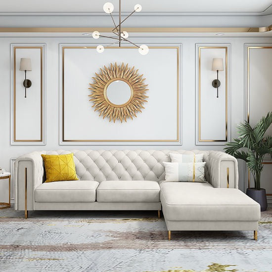 Relexo Premium Modern Sofa Set in Beige Leatherette RHS