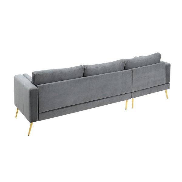 Volly High Back Couch Mid-century Suede SS Legs Chaise Sofa - Luxe Maple