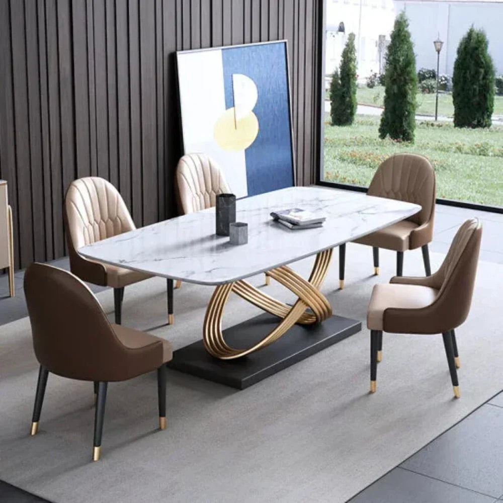 Inox Luxury 6 Seater Dining Table in Brown