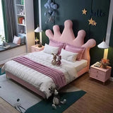 Tulip Upholstered Kids Bed Without Storage in Suede King Pro