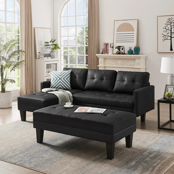Practo Modern Suede Sofa Set in Suede With Setty - Luxe Maple