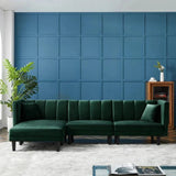 Yollo Suede Sectional Sofa in Green