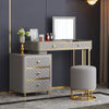Oscar Dressing Table With Ottoman In Stainless Steel - Gold Grey
