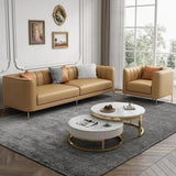 Flex Luxury Straight Line Sofa Set in Leatherette Orange